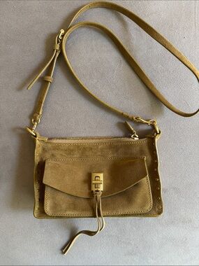 Rebecca Minkoff Mini Darren Suede Crossbody Bag in Honey